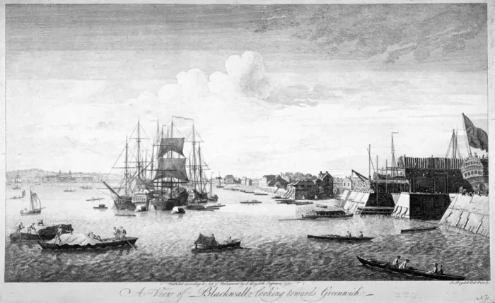 Framed Print : Blackwall, Poplar, London, 1750. Artist: John Boydell Framed Print : Blackwall, Poplar, London, 1750. Artist: John Boydell