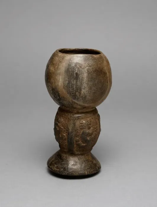 Framed Print : Blackware Incense Burner with Relief Depicting Felines, A. D. 1200 / 1450. Creator: Unknown Framed Print : Blackware Incense Burner with Relief Depicting Felines, A. D. 1200 / 1450. Creator: Unknown