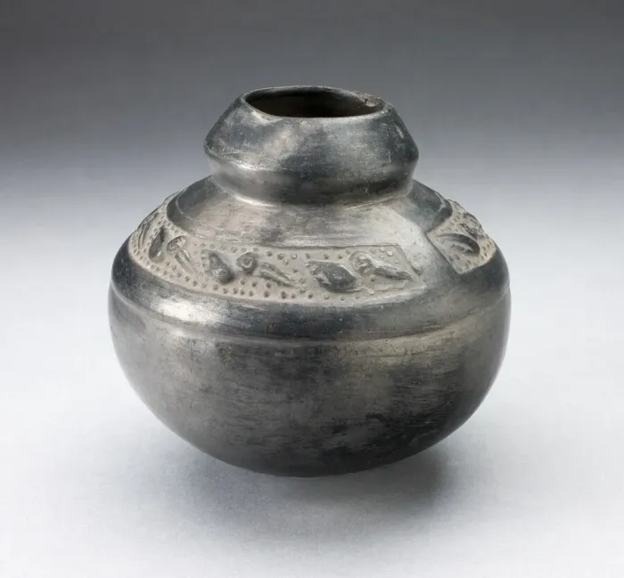 Framed Print : Blackware Narrow Neck Jar with Shoulder Impressed with Birds, A. D. 1000 / 1400 Framed Print : Blackware Narrow Neck Jar with Shoulder Impressed with Birds, A. D. 1000 / 1400