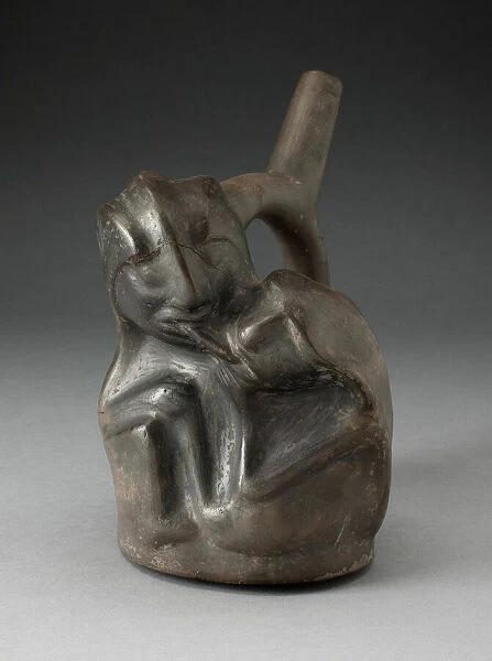 Blackware Spouted Vessel in the Form of a Couple in an Erotic Embrace, 100 B. C.  /  A. D. 500