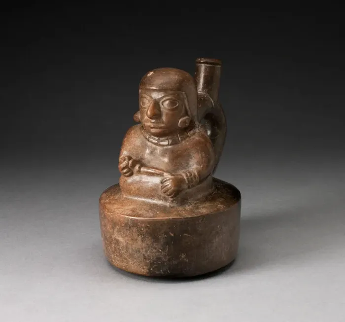 Framed Print : Blackware Spouted Vessel with a Seated Female Holding a Pipe or Staff, 100 B. C. / A. D. 500 Framed Print : Blackware Spouted Vessel with a Seated Female Holding a Pipe or Staff, 100 B. C. / A. D. 500