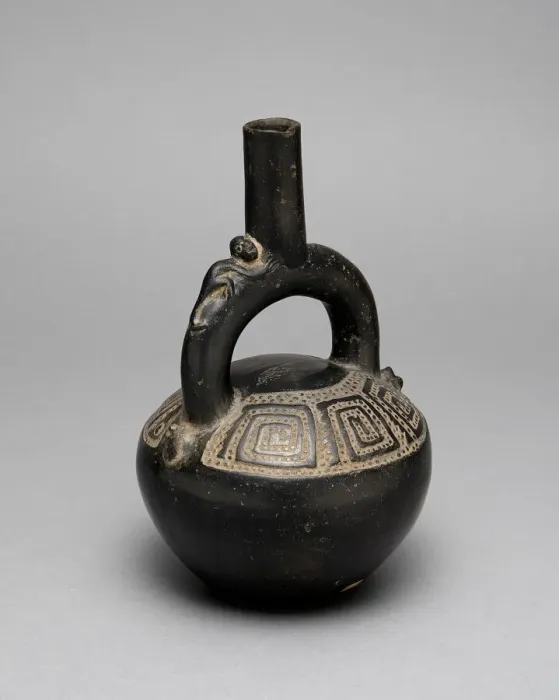 Framed Print : Blackware Stirrup Spout Vessel with Incised Squared Spiral Motif, A. D. 1200 / 1450 Framed Print : Blackware Stirrup Spout Vessel with Incised Squared Spiral Motif, A. D. 1200 / 1450