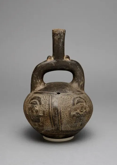 Framed Print : Blackware Stirrup Spout Vessel with a Relief Depicting Warriors with Raised Arms, A. D Framed Print : Blackware Stirrup Spout Vessel with a Relief Depicting Warriors with Raised Arms, A. D