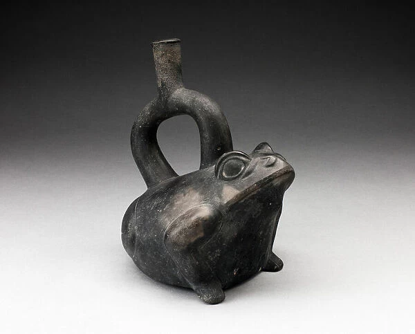 Blackware Stirrup Vessel in the Form of a Frog, 100 B. C.  /  A. D. 500. Creator: Unknown
