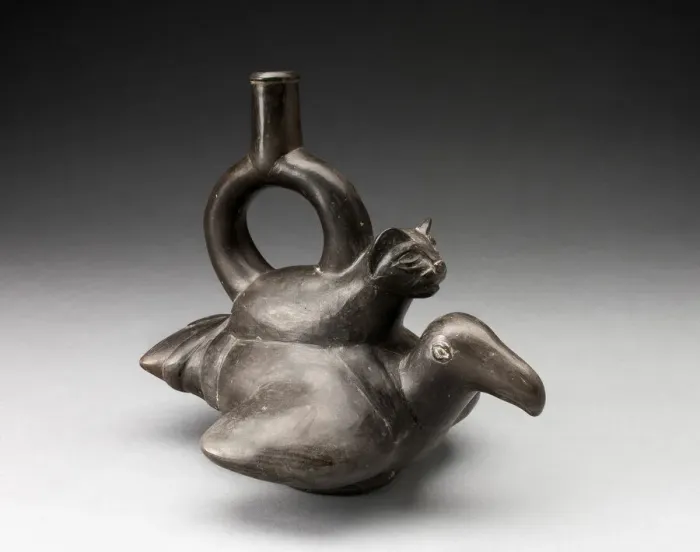 Framed Print : Blackware Vessel in the Form of a Feline Sitting on the Back of a Bird, 180 B. C. / A. D. 500 Framed Print : Blackware Vessel in the Form of a Feline Sitting on the Back of a Bird, 180 B. C. / A. D. 500
