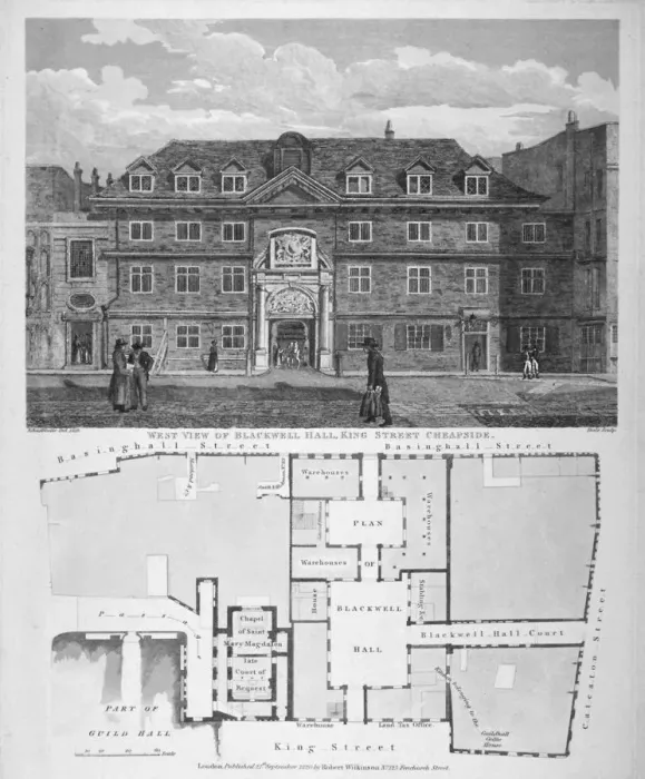 Framed Print : Blackwell Hall, King Street, City of London, 1820 Framed Print : Blackwell Hall, King Street, City of London, 1820