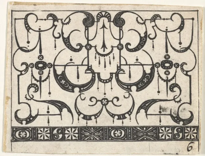 Framed Print : Blackwork Print with an All-Over Schweifwerk Pattern, ca. 1620 Framed Print : Blackwork Print with an All-Over Schweifwerk Pattern, ca. 1620