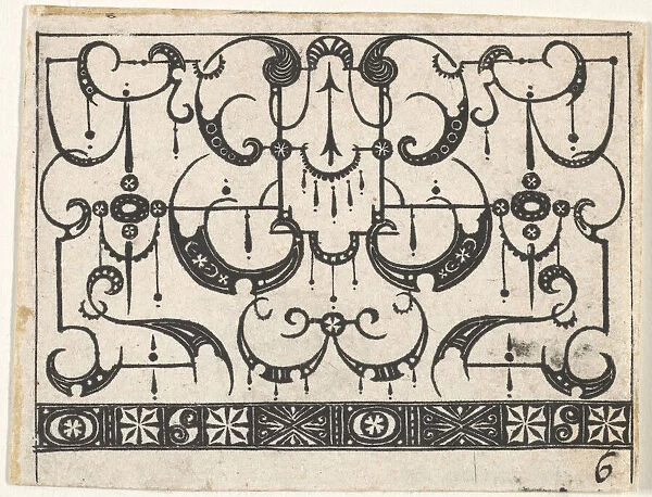 Blackwork Print with an All-Over Schweifwerk Pattern, ca. 1620