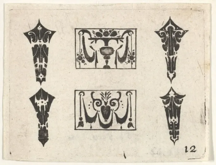 Framed Print : Blackwork Print with Two Horizontal Panels and Four Bezels, ca. 1620 Framed Print : Blackwork Print with Two Horizontal Panels and Four Bezels, ca. 1620