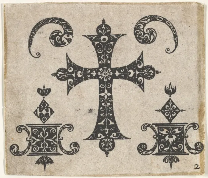 Framed Print : Blackwork Print with a Latin Cross and Small Motifs, ca. 1620 Framed Print : Blackwork Print with a Latin Cross and Small Motifs, ca. 1620