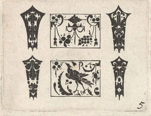 Blackwork Print with a Symmetrical Schweifwerk Pattern, ca. 1620