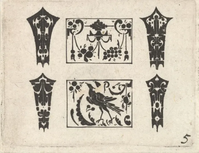 Framed Print : Blackwork Print with a Symmetrical Schweifwerk Pattern, ca. 1620 Framed Print : Blackwork Print with a Symmetrical Schweifwerk Pattern, ca. 1620