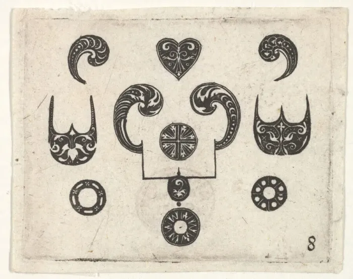 Framed Print : Blackwork Print with Various Motifs, ca. 1620. Creator: Claes Jansz Visscher Framed Print : Blackwork Print with Various Motifs, ca. 1620. Creator: Claes Jansz Visscher