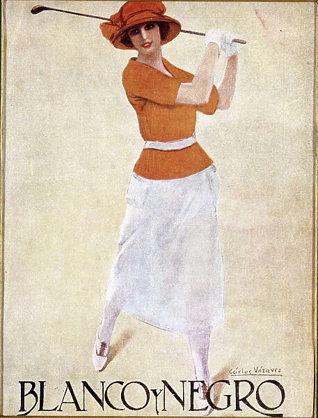 Blanco Y Negro poster with golfing theme, c1930s
