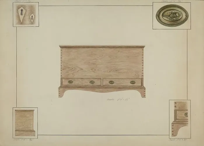 Framed Print : Blanket Chest, c. 1938. Creator: Sarah F. Williams Framed Print : Blanket Chest, c. 1938. Creator: Sarah F. Williams
