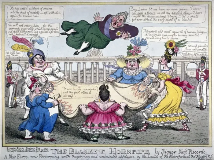Framed Print : The Blanket Hornpipe... 1820. Artist: WE Framed Print : The Blanket Hornpipe... 1820. Artist: WE