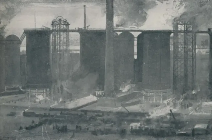Framed Print : Blast-Furnaces at Bell Bros. Iron Works, Middlesborough, 1910 Framed Print : Blast-Furnaces at Bell Bros. Iron Works, Middlesborough, 1910
