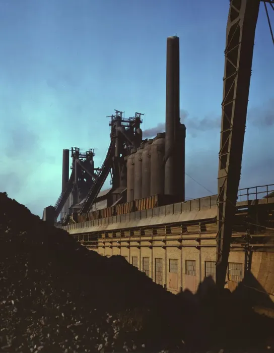 Framed Print : Blast furnaces and iron ore at the Carnegie-Illinois Steel Corporation mills, Etna, Pennsylvania, 19 Creator: Alfred T Palmer Framed Print : Blast furnaces and iron ore at the Carnegie-Illinois Steel Corporation mills, Etna, Pennsylvania, 19 Creator: Alfred T Palmer