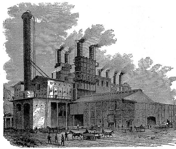 Blast furnaces at the Phoenix Iron and Bridge Works, Phoenixville, Pennsylvania, USA, 1873