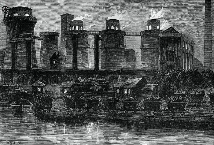 Framed Print : The blast furnaces at Summerlea by night, c1880. Artist: WD Scott-Moncrieff Framed Print : The blast furnaces at Summerlea by night, c1880. Artist: WD Scott-Moncrieff