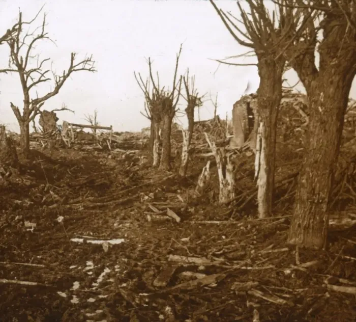 Framed Print : Blasted landscape, Belloy-en-Santerre, northern France, c1914-c1918 Framed Print : Blasted landscape, Belloy-en-Santerre, northern France, c1914-c1918