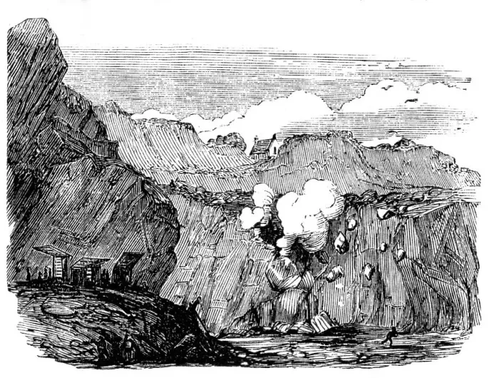Framed Print : Blasting the Granite Rock, 1857. Creator: Unknown