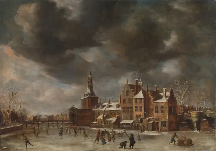 Framed Print : The Blauwpoort in Leiden in the Winter, c.1635-c.1665. Creator: Abraham Beerstraten Framed Print : The Blauwpoort in Leiden in the Winter, c.1635-c.1665. Creator: Abraham Beerstraten