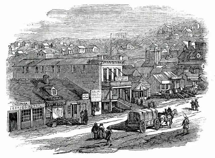 Framed Print : Blay-Place, San Francisco, 1850. Creator: Unknown Framed Print : Blay-Place, San Francisco, 1850. Creator: Unknown