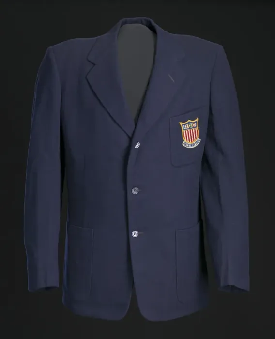 Framed Print : Blazer, tie, and belt worn by Ted Corbitt for the 1952 Helsinki XV Olympics, 1952
