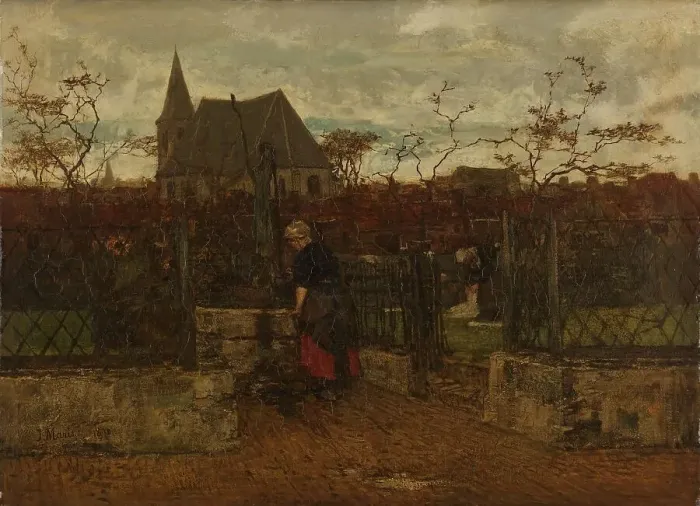 Framed Print : A Bleaching Field, 1870. Creator: Jacob Henricus Maris Framed Print : A Bleaching Field, 1870. Creator: Jacob Henricus Maris