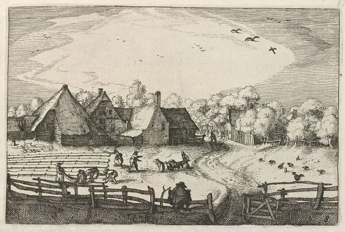 Framed Print : Blekerye aededuyne gelegen (Farms and Bleaching-Fields), c. 1611 / 1612. Creator: Claes Jansz Visscher Framed Print : Blekerye aededuyne gelegen (Farms and Bleaching-Fields), c. 1611 / 1612. Creator: Claes Jansz Visscher