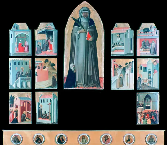 Framed Print : The Blessed Humility and Eleven Stories from Her Life, c1306-1348. Artist: Pietro Lorenzetti Framed Print : The Blessed Humility and Eleven Stories from Her Life, c1306-1348. Artist: Pietro Lorenzetti