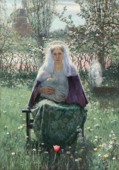 Framed Print : The Blessed Mother, 1892. Creator: George Hitchcock (American, 1850-1913) Framed Print : The Blessed Mother, 1892. Creator: George Hitchcock (American, 1850-1913)