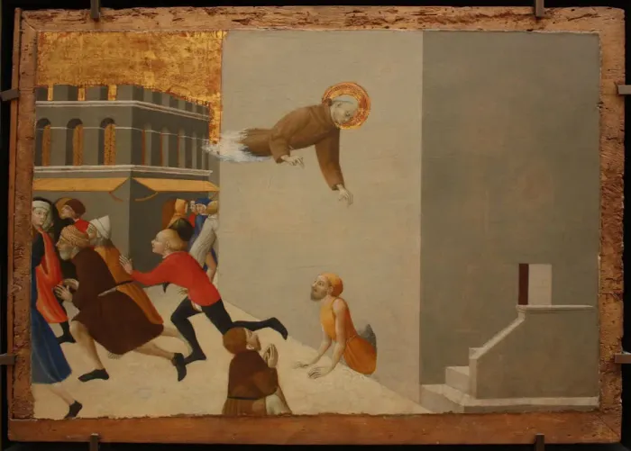 Framed Print : The blessed Ranieri frees the poors from a Florentine jail (From Borgo del Santo Sepolcro Altarpiece), 1437-1444. Artist: Sassetta (1392-1450) Framed Print : The blessed Ranieri frees the poors from a Florentine jail (From Borgo del Santo Sepolcro Altarpiece), 1437-1444. Artist: Sassetta (1392-1450)