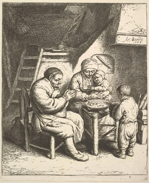 Framed Print : The Blessing, 1610-85. Creator: Adriaen van Ostade