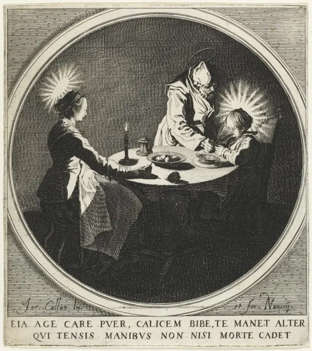 Framed Print : The Blessing (Le Benedicite) also known as The Holy Family at Table, 1628 Framed Print : The Blessing (Le Benedicite) also known as The Holy Family at Table, 1628