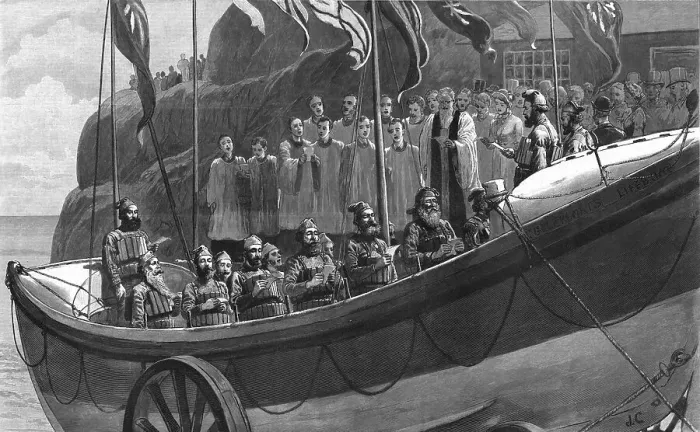 Framed Print : Blessing the Life-boat, 1886. Creator: Unknown Framed Print : Blessing the Life-boat, 1886. Creator: Unknown