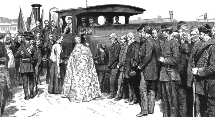 Framed Print : Blessing a Railway in Spain; Opening the Aguilas Branch of the Great Southern of Spain Railway, 1 Creator: Unknown Framed Print : Blessing a Railway in Spain; Opening the Aguilas Branch of the Great Southern of Spain Railway, 1 Creator: Unknown