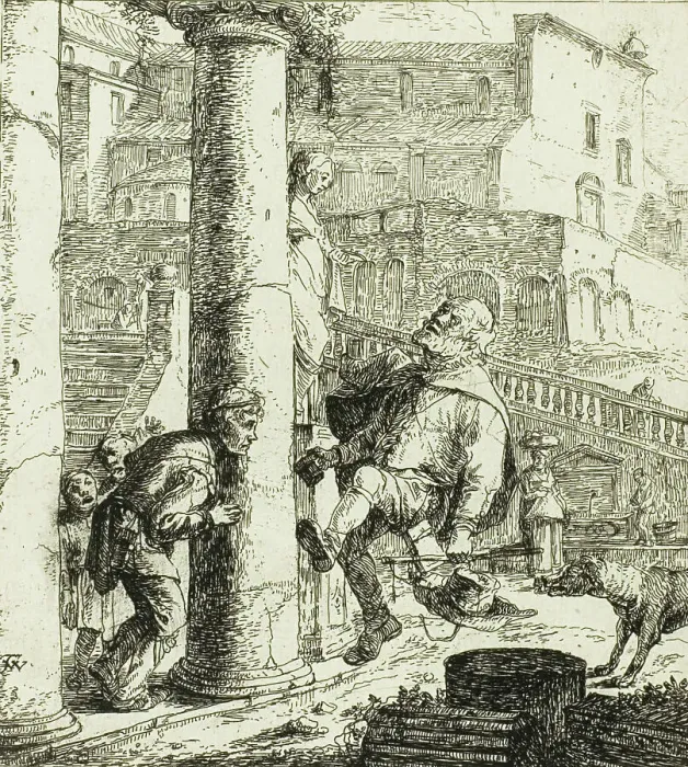 Framed Print : The Blind Beggar Tricked by Lazarillo, n.d. Creator: Thomas Wyck Framed Print : The Blind Beggar Tricked by Lazarillo, n.d. Creator: Thomas Wyck