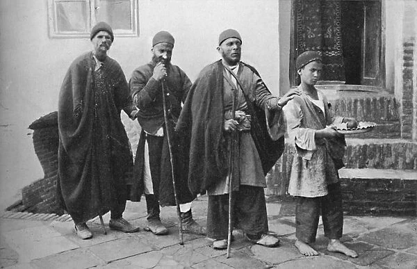 Blind beggars of Tehran, Persia, 1902
