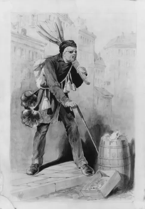 Framed Print : Blind Broomseller, (14th Street, New York City), ca. 1860. Creator: Unknown Framed Print : Blind Broomseller, (14th Street, New York City), ca. 1860. Creator: Unknown