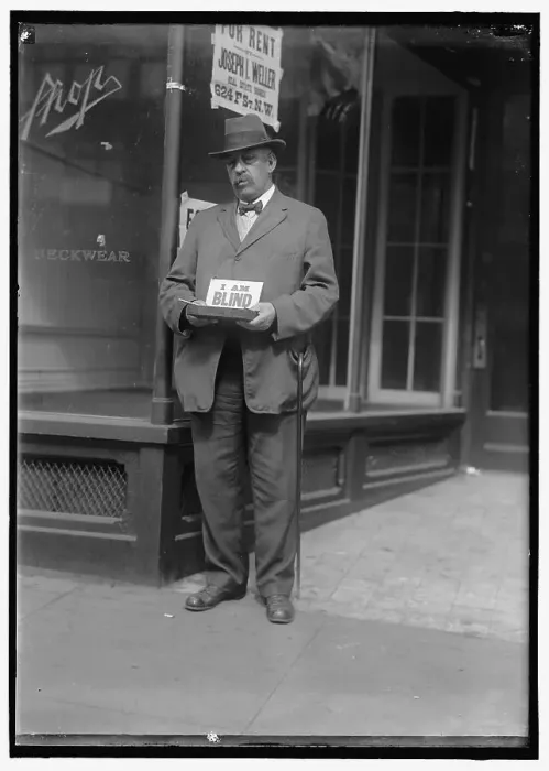 Framed Print : Blind man, between 1914 and 1918. Creator: Harris & Ewing. Blind man, between 1914 and 1918. Creator: Harris & Ewing Framed Print : Blind man, between 1914 and 1918. Creator: Harris & Ewing. Blind man, between 1914 and 1918. Creator: Harris & Ewing