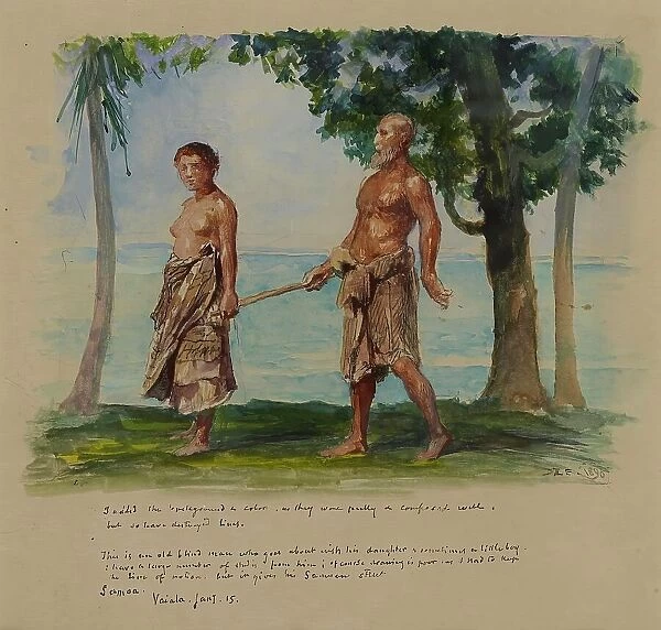 Blind Man and His Daughter, Vaiala, Samoa, 1890. Creator: John La Farge