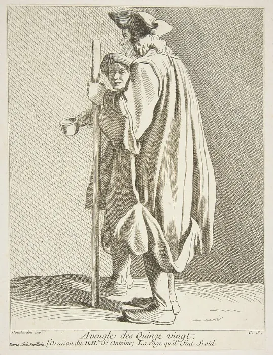 Framed Print : A Blind Man from the Quinze-Vingts Hospital, 1738. Creator: Caylus Framed Print : A Blind Man from the Quinze-Vingts Hospital, 1738. Creator: Caylus