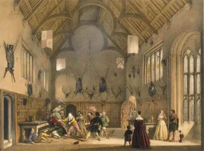 Framed Print : Blind Mans Buff, played in Athelhampton Hall, c1600s. Creator: Joseph Nash (1809-78) Framed Print : Blind Mans Buff, played in Athelhampton Hall, c1600s. Creator: Joseph Nash (1809-78)
