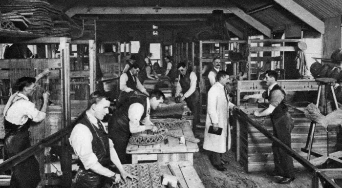 Framed Print : Blind mat-makers of St Dunstans, London, 1926-1927 Framed Print : Blind mat-makers of St Dunstans, London, 1926-1927