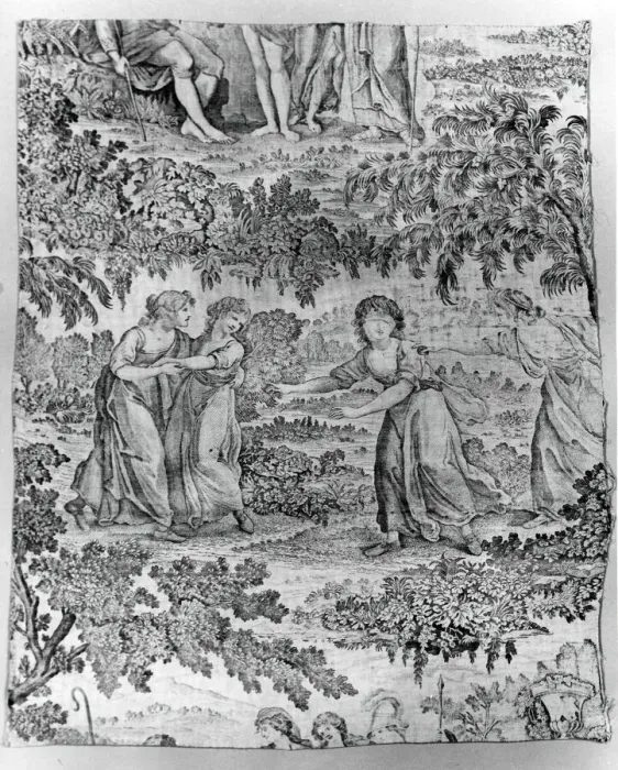 Framed Print : Blindmans Bluff (Furnishing Fabric), England, 1785 / 95. Creator: Unknown Framed Print : Blindmans Bluff (Furnishing Fabric), England, 1785 / 95. Creator: Unknown
