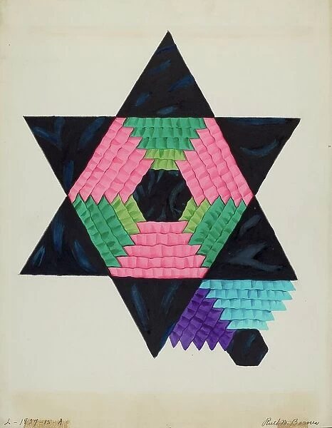 Block from Bedspread, c. 1937. Creator: Ruth M. Barnes