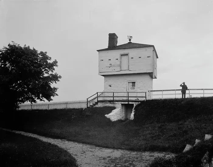Framed Print : Block house [Fort Mackinac], Mackinac Island, Mich. between 1890 and 1901. Creator: Unknown