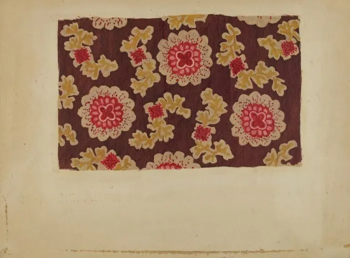 Framed Print : Block Printed Handkerchief, c. 1937. Creator: Dorothy Lacey Framed Print : Block Printed Handkerchief, c. 1937. Creator: Dorothy Lacey